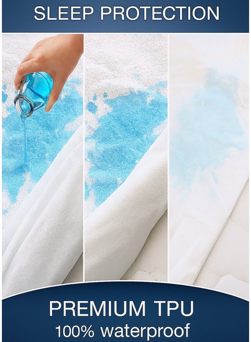 ١/٣ حياة واقي مرتبة فاخر – سطح كورال فليس وتيري، مقاوم للماء، تصميم شرشف مطاطي، ناعم وبدون صوت، قابل للتهوية، صناعة سعودية - Image 3